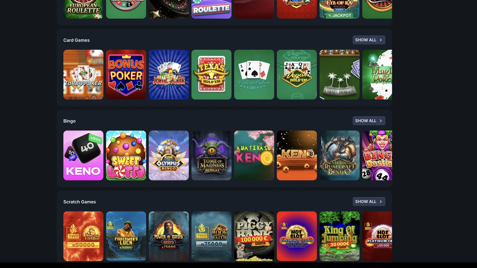 Live-Casino im Beef Casino mit Tischen für Roulette und Blackjack