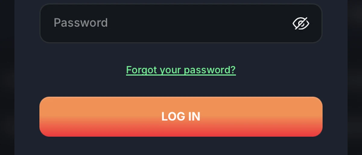 Formular zum Zurücksetzen des Passworts im Beef Casino