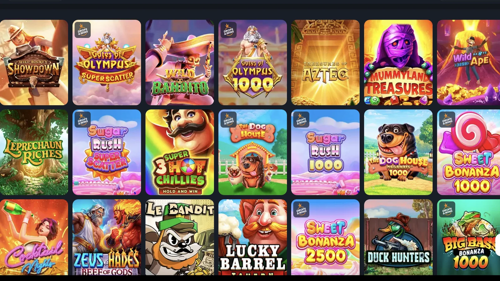 Slot-Bereich im Beef Casino mit Filtern nach Anbieter und Sortierung nach Beliebtheit