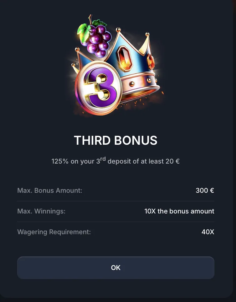 Third Bonus im Beef Casino mit 125 Prozent auf die dritte Einzahlung