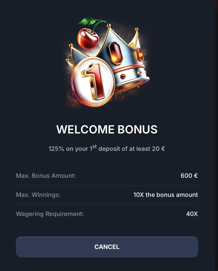 Welcome Bonus im Beef Casino mit 125 Prozent auf die erste Einzahlung